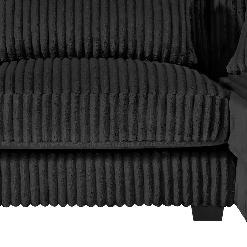 Divano Sezionale a U in Velluto a Coste con Chaise Longue, 5+ Posti a Sedere