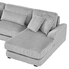 Divano Sezionale a U in Velluto a Coste con Chaise Longue, 5+ Posti a Sedere