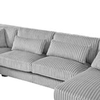 Divano Sezionale a U in Velluto a Coste con Chaise Longue, 5+ Posti a Sedere