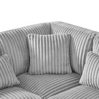 Divano Sezionale a U in Velluto a Coste con Chaise Longue, 5+ Posti a Sedere