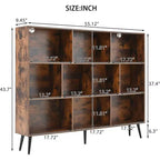 Libreria Aperta a 3 Ripiani e 10 Scomparti Marrone/Legno con Gambe in Ferro