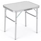 Acekool Tavolino Pieghevole con Altezza Regolabile, Tavolo da Campeggio Portatile con Telaio in Alluminio Leggero e Maniglia per il Trasporto, Argento