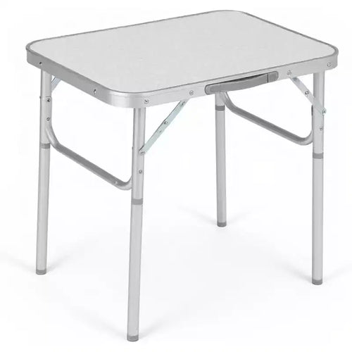 Acekool Tavolino Pieghevole con Altezza Regolabile, Tavolo da Campeggio Portatile con Telaio in Alluminio Leggero e Maniglia per il Trasporto, Argento