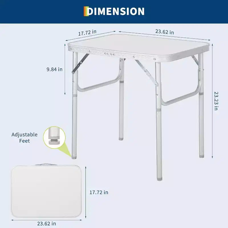 Acekool Tavolino Pieghevole con Altezza Regolabile, Tavolo da Campeggio Portatile con Telaio in Alluminio Leggero e Maniglia per il Trasporto, Argento