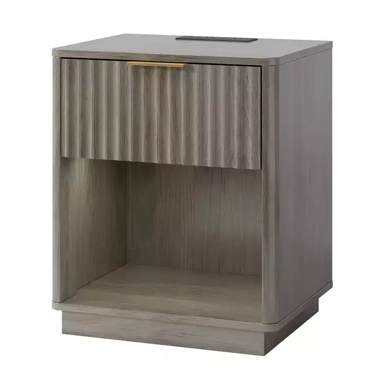 Comodini Karl Home con 1 cassetto in MDF (pannello di fibra a media densità) grigio, larghi 18,9 pollici