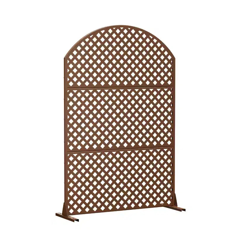 Divisorio ad arco diamantato, 3 pannelli | Marrone / Nero | Acciaio zincato