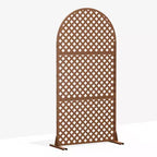 Divisorio ad arco diamantato, 3 pannelli | Marrone / Nero | Acciaio zincato