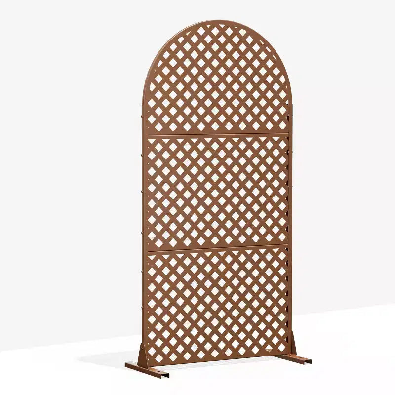 Divisorio ad arco diamantato, 3 pannelli | Marrone / Nero | Acciaio zincato