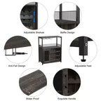 Credenza mobile bar a 3 livelli con portabottiglie e spazio contenitore, mobile buffet con portabicchieri e anta a rete, per cucina, soggiorno e bar