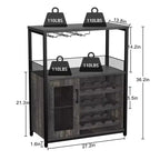 Credenza mobile bar a 3 livelli con portabottiglie e spazio contenitore, mobile buffet con portabicchieri e anta a rete, per cucina, soggiorno e bar