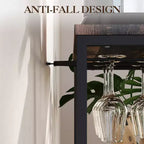 Credenza mobile bar a 3 livelli con portabottiglie e spazio contenitore, mobile buffet con portabicchieri e anta a rete, per cucina, soggiorno e bar