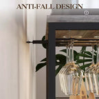 Credenza mobile bar a 3 livelli con portabottiglie e spazio contenitore, mobile buffet con portabicchieri e anta a rete, per cucina, soggiorno e bar