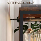 Credenza mobile bar a 3 livelli con portabottiglie e spazio contenitore, mobile buffet con portabicchieri e anta a rete, per cucina, soggiorno e bar
