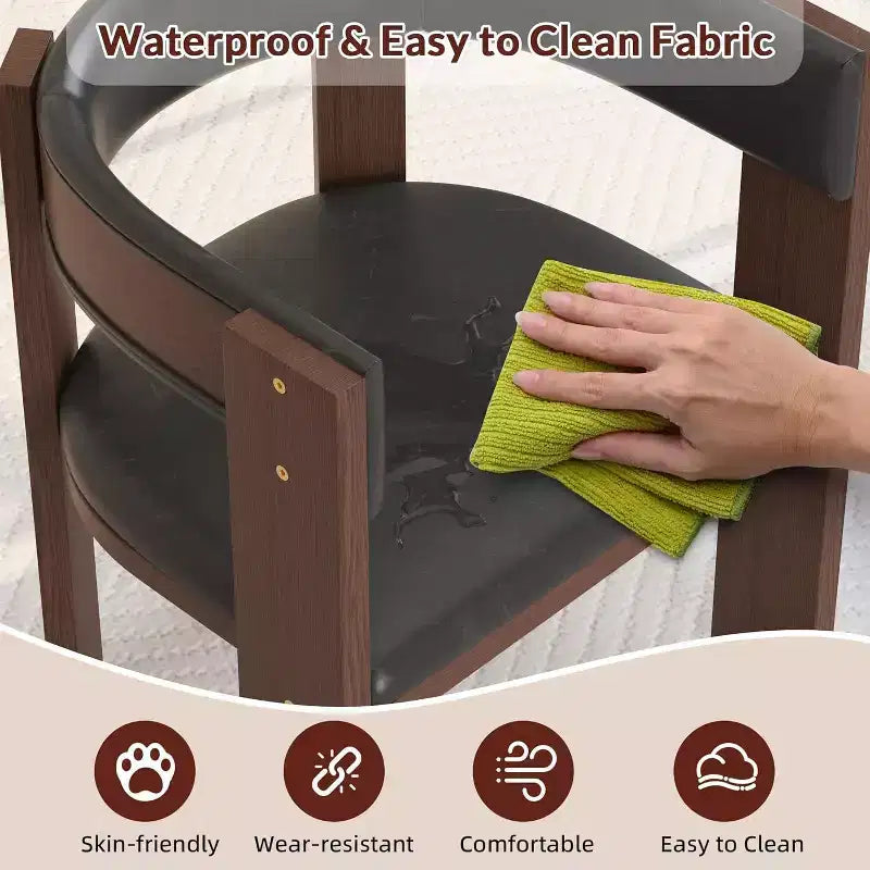 Set di 4 sedie Acekool - Sedili in pelle PU ampi con struttura in legno di caucciù, sedie da pranzo nere per casa e ufficio