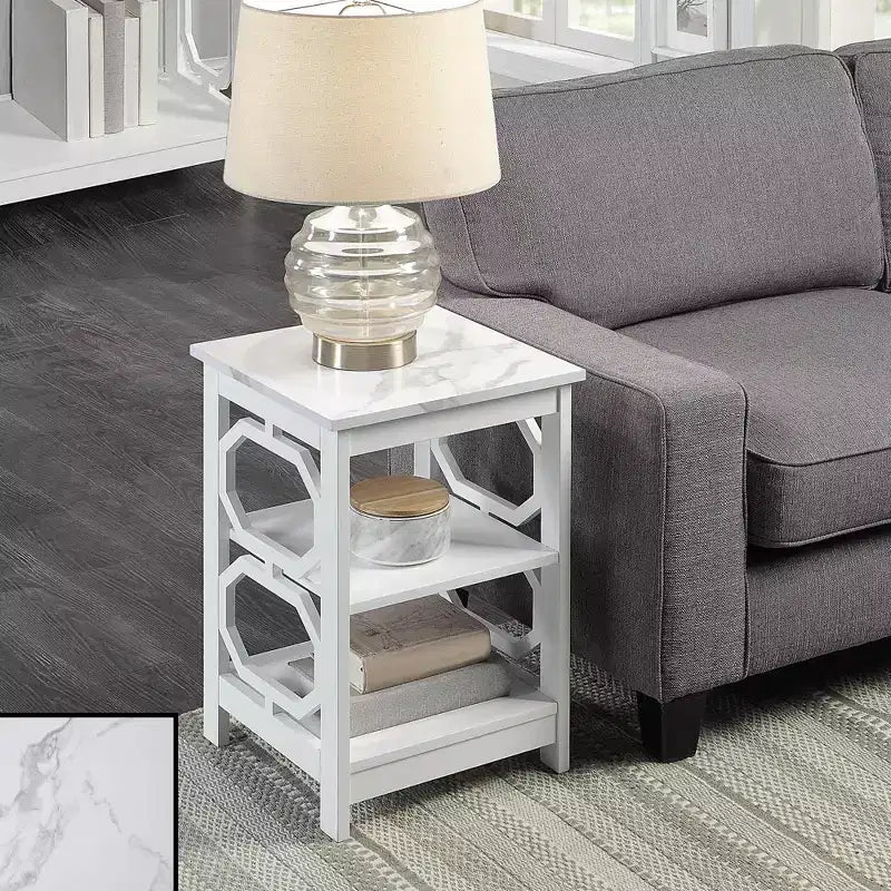HomeStock Tavolino da Salotto Rettangolare in Legno, Colore Bianco, Altezza 60 cm, 1 Pezzo