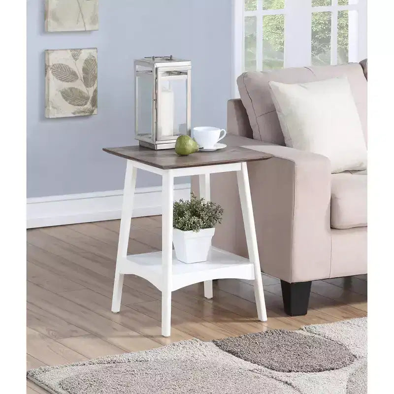 HomeStock Tavolino da Salotto Rettangolare in Legno, Colore Bianco, Altezza 61 cm, 1 Pezzo