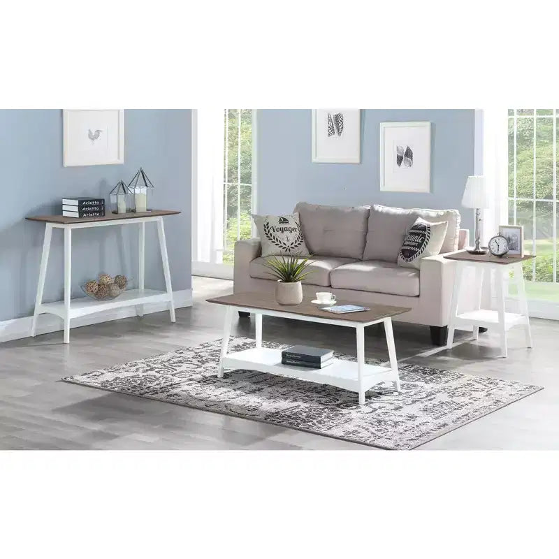 HomeStock Tavolino da Salotto Rettangolare in Legno, Colore Bianco, Altezza 61 cm, 1 Pezzo
