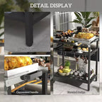 Carrello da bar NAYSAYE, isola per cucina da esterno con piano in acciaio inossidabile e vano portaoggetti per patio, nero, 48*24.4*33.1