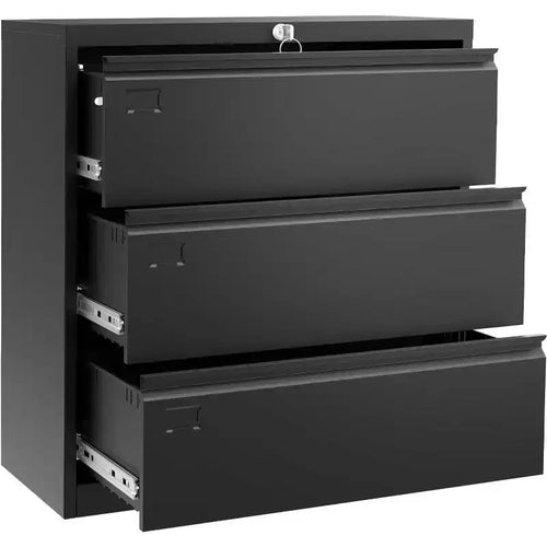 Acekool Cassettiera Laterale a 3 Cassetti con Serratura, Organizzatore per Archiviazione in Metallo per Documenti Formato Lettera/Legale/A4, Armadietto per Ufficio Salvaspazio Nero