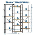 Coolmee Scaffale Industriale a Tre Colonne a 5 Ripiani, Libreria con 14 Ripiani Espositivi, Libreria Ampia e Moderna per Soggiorno, Casa
