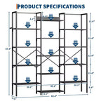 Coolmee Scaffale Industriale a Tre Colonne a 5 Ripiani, Libreria con 14 Ripiani Espositivi, Libreria Ampia e Moderna per Soggiorno, Casa