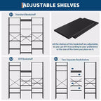 Coolmee Scaffale Industriale a Tre Colonne a 5 Ripiani, Libreria con 14 Ripiani Espositivi, Libreria Ampia e Moderna per Soggiorno, Casa