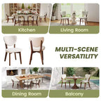 KERDOM Sedie da Pranzo in Legno Set da 8, Sedie da Pranzo Moderne Rivestite in Tessuto, Cuscino Ampio Senza Braccioli, Sedia da Pranzo Rustica, Beige