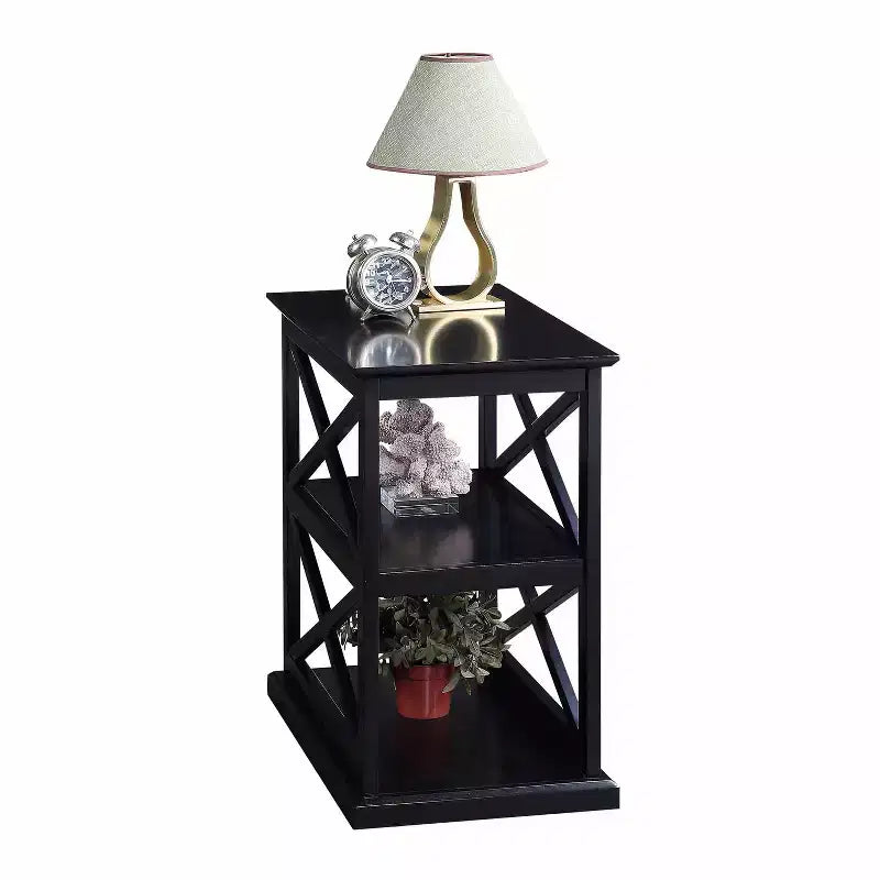 HomeStock Tavolino da Salotto Belmont con Ripiani Elegante Struttura a Doppia X Tavolino d'Appoggio a Tre Livelli per Arredamento Transizionale