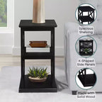 HomeStock Tavolino da Salotto Belmont con Ripiani Elegante Struttura a Doppia X Tavolino d'Appoggio a Tre Livelli per Arredamento Transizionale