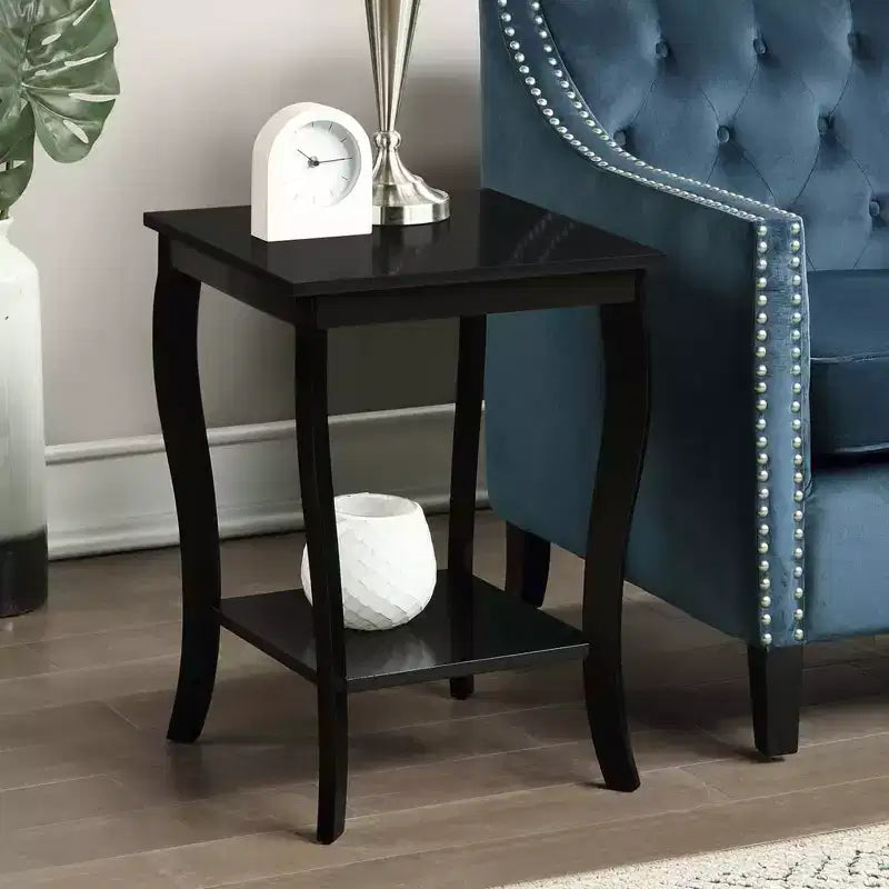 HomeStock Tavolino da Salotto Belmont Square con Ripiani a Due Livelli, Tavolino d'Appoggio Classico Transizionale con Ampio Spazio di Archiviazione per l'Arredamento del Soggiorno