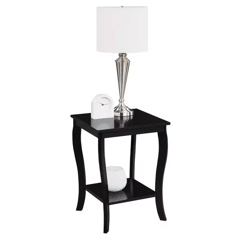 HomeStock Tavolino da Salotto Belmont Square con Ripiani a Due Livelli, Tavolino d'Appoggio Classico Transizionale con Ampio Spazio di Archiviazione per l'Arredamento del Soggiorno