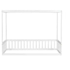 Letto a pavimento a baldacchino singolo con sponda di protezione, naturale/bianco, 1 bambino