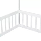 Letto a pavimento a baldacchino singolo con sponda di protezione, naturale/bianco, 1 bambino