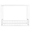 Letto a pavimento a baldacchino singolo con sponda di protezione, naturale/bianco, 1 bambino