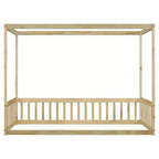 Letto a pavimento a baldacchino singolo con sponda di protezione, naturale/bianco, 1 bambino