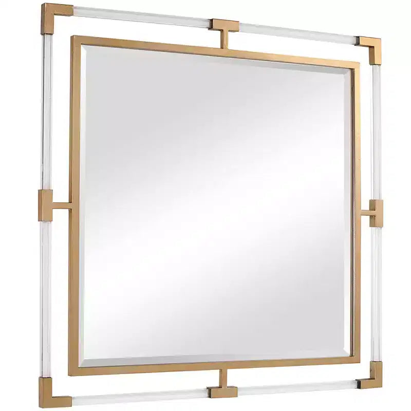 Specchio da parete quadrato Uttermost Balkan con foglia d'oro metallica 40