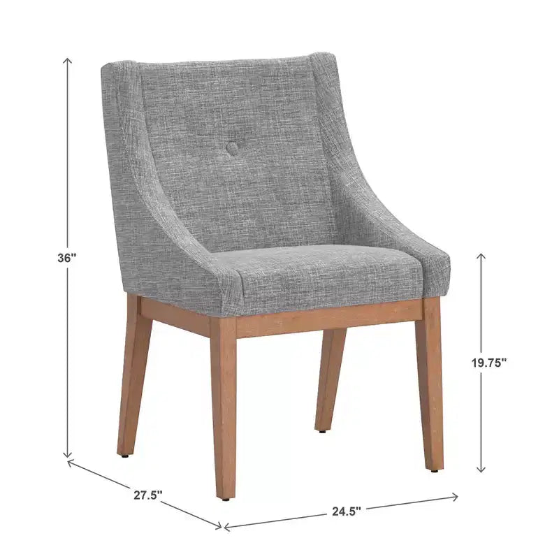 Sedie da pranzo Amiford in lino con braccioli inclinati e bottoni (set da 2) - iNSPIREQ