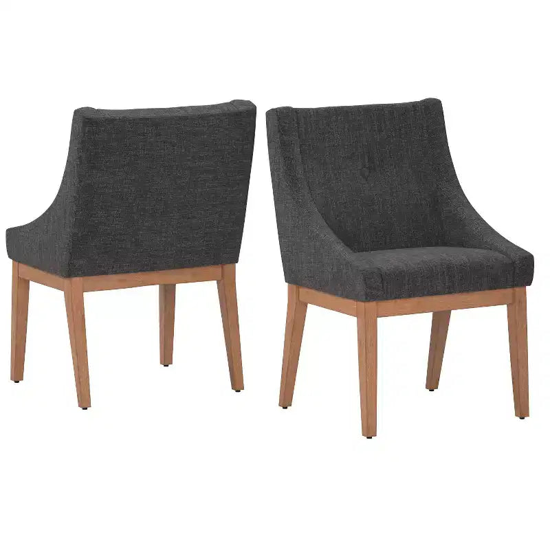 Sedie da pranzo Amiford in lino con braccioli inclinati e bottoni (set da 2) - iNSPIREQ