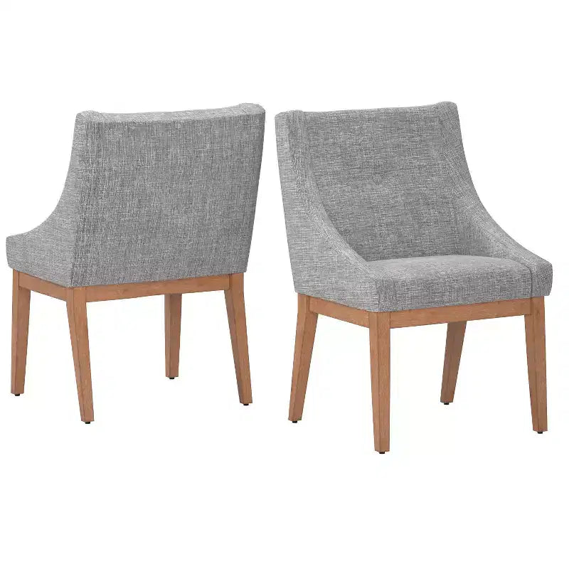 Sedie da pranzo Amiford in lino con braccioli inclinati e bottoni (set da 2) - iNSPIREQ