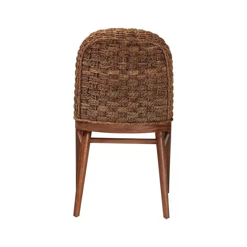 Sedia da pranzo Bali e Pari Denver in legno di acacia e giunco marino bianco/noce: stile bohémien, imbottitura in schiuma
