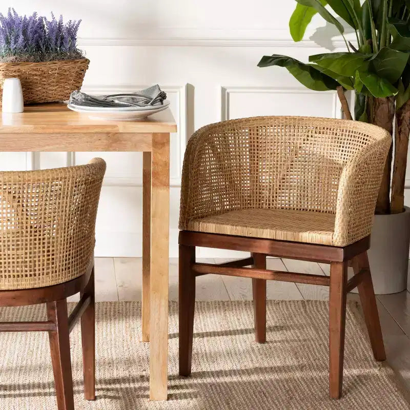 Sedia da pranzo bali & pari Papua: Struttura in acacia, Rattan intrecciato, Design bohémien, Montaggio richiesto