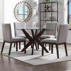 Set di 2 sedie laterali Amalie da 18" Beige - Steve Silver Co.: Mid-Century Modern, Finitura Noce, Rivestimento in Poliestere
