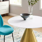 Tavolo da pranzo rotondo Modway Tupelo da 40" in legno, oro e bianco