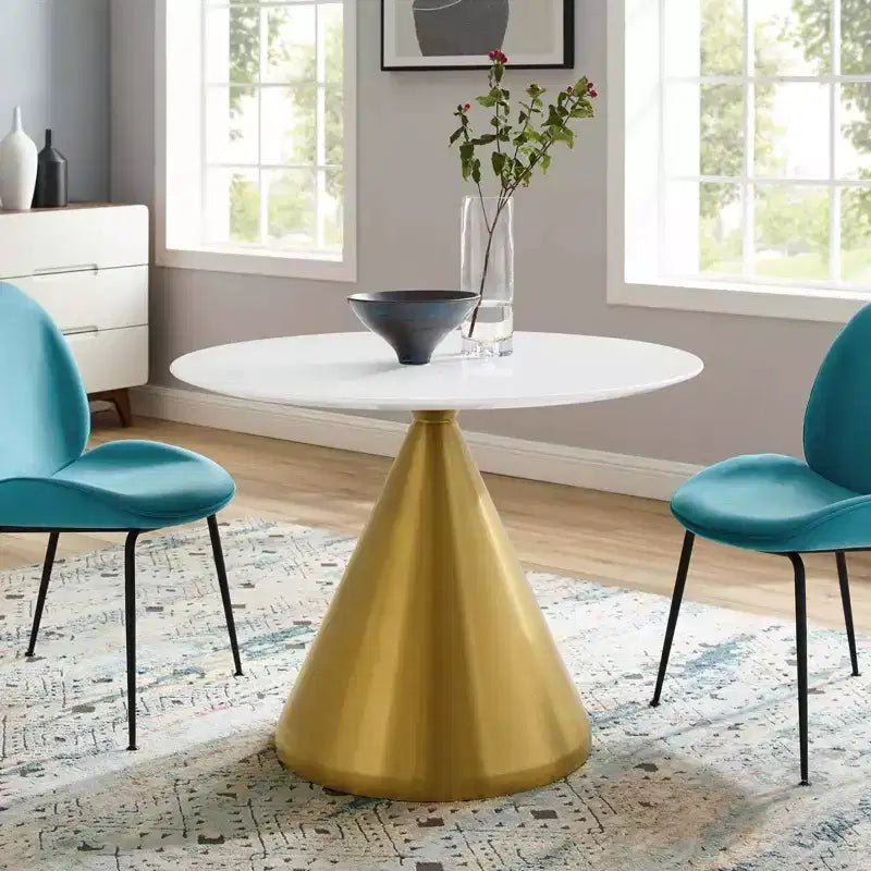 Tavolo da pranzo rotondo Modway Tupelo da 40" in legno, oro e bianco