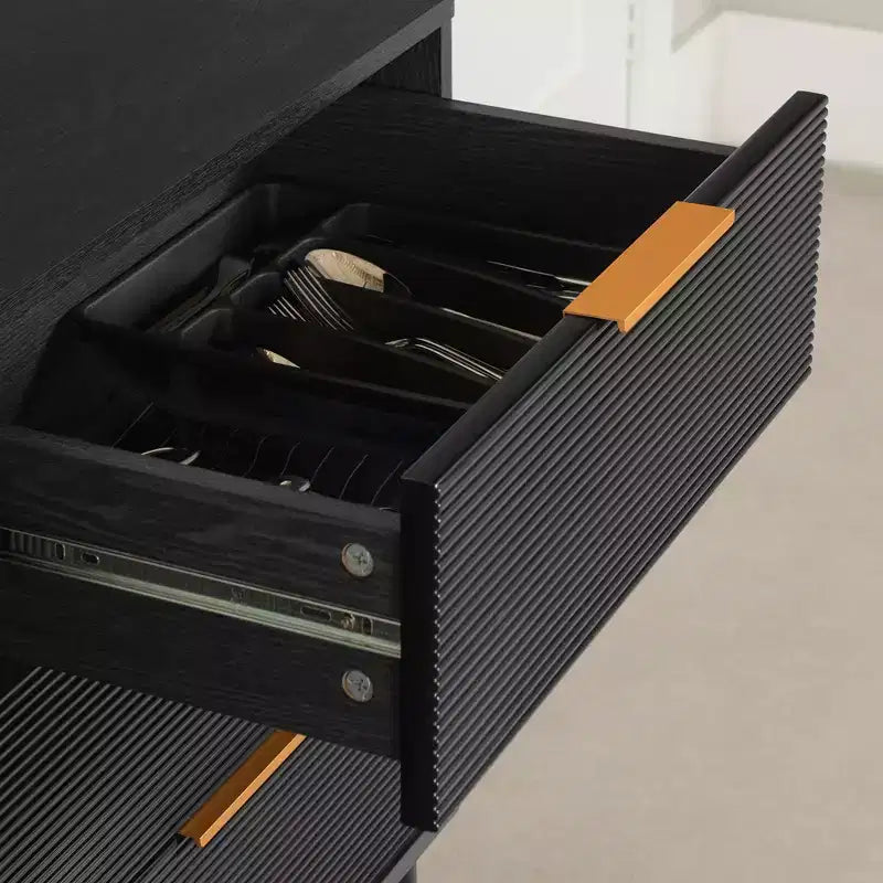 South Shore Arlo Credenza rovere frassino/oro: Credenza moderna con contenitore, Mobiletto da ingresso, Mobile buffet