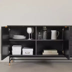 South Shore Arlo Credenza rovere frassino/oro: Credenza moderna con contenitore, Mobiletto da ingresso, Mobile buffet