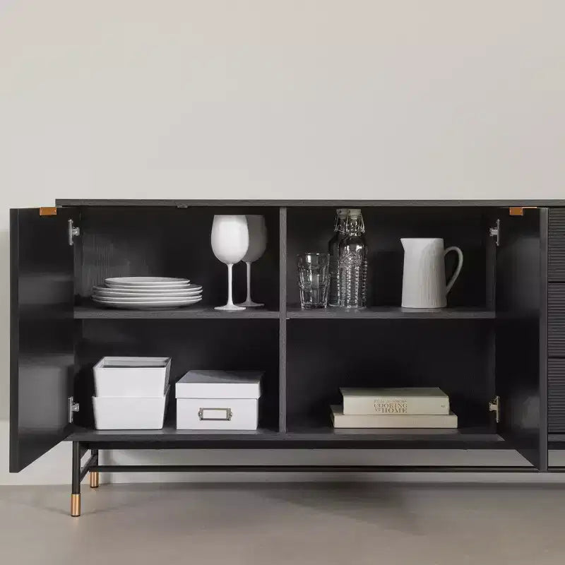 South Shore Arlo Credenza rovere frassino/oro: Credenza moderna con contenitore, Mobiletto da ingresso, Mobile buffet