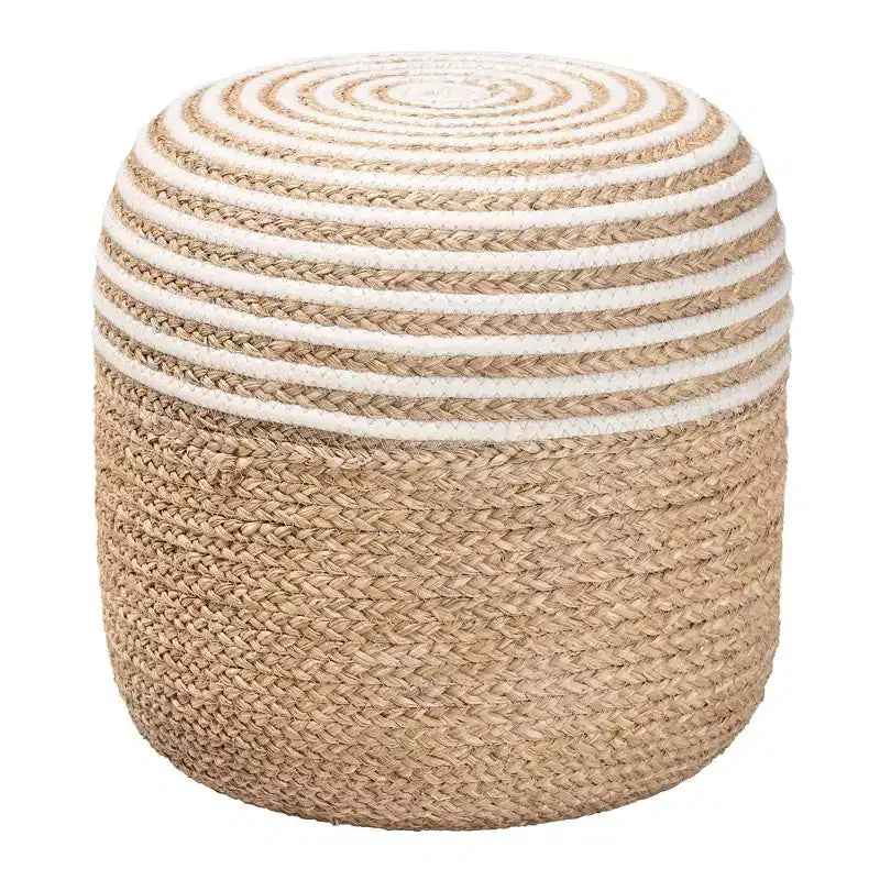 bali & pari Sgabello pouf poggiapiedi Nequiel in erba marina e corda intrecciata bianco/marrone naturale: Rivestimento in cotone, nessun assemblaggio richiesto