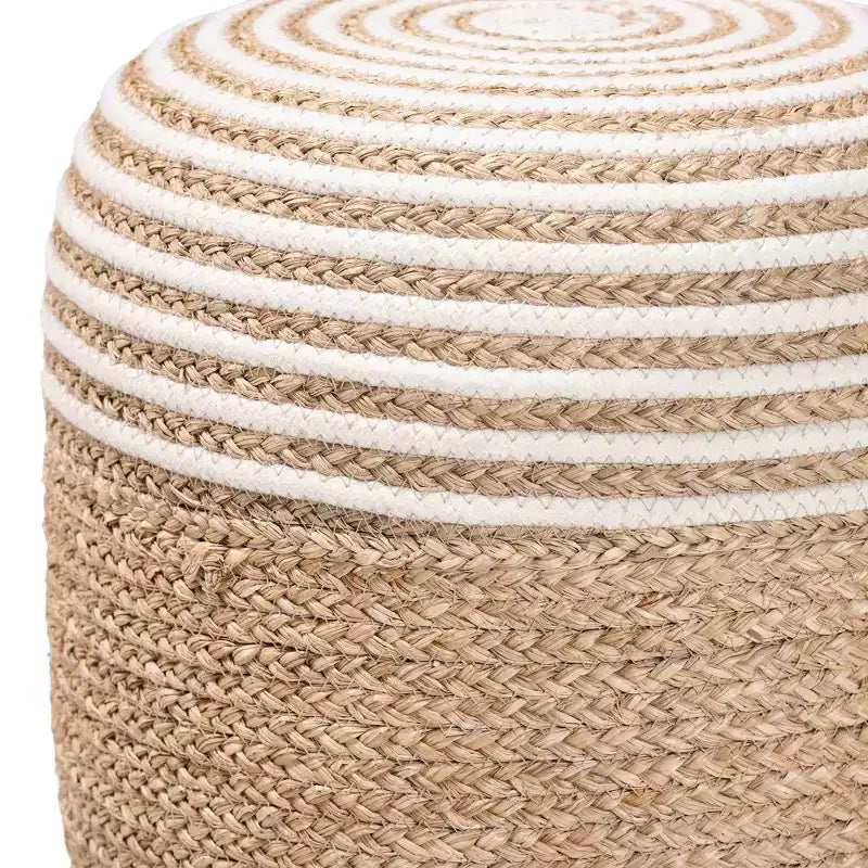bali & pari Sgabello pouf poggiapiedi Nequiel in erba marina e corda intrecciata bianco/marrone naturale: Rivestimento in cotone, nessun assemblaggio richiesto