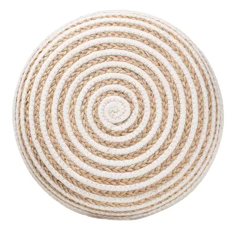 bali & pari Sgabello pouf poggiapiedi Nequiel in erba marina e corda intrecciata bianco/marrone naturale: Rivestimento in cotone, nessun assemblaggio richiesto